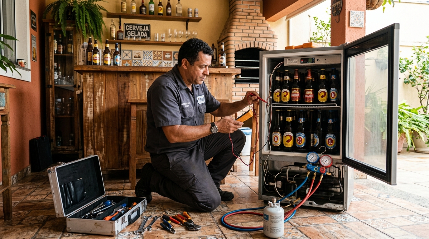 Recarga de gás refrigerante em cervejeira em atendimento em Zona Sul‑SP